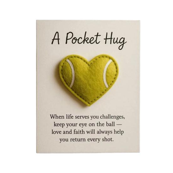 1/2/3Pcs Love Heart Tennis Pocket Hug with Positive Card Emotional Support Heart Shaped Ball