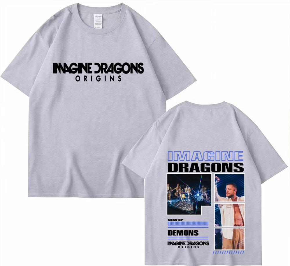 Лето 2025 Imagine Dragons Альбом Origins Тур Обложка 100% Чистый Хлопок Печатная Футболка Мужская Винтажная Оверсайз Комфортная Повседневная Y2k