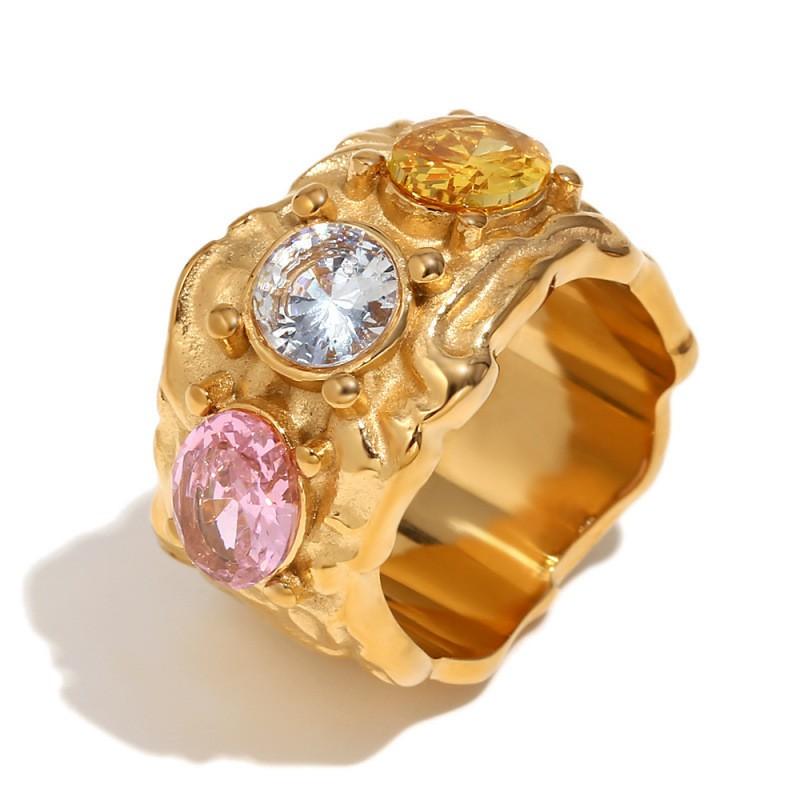 Винтажный Геометрический Браслет из Титановой Стали с Покрытием 18K Золотом, Инкрустированный Цирконами, Женский Элегантный Минималистичный Набор Украшений