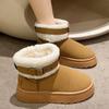 Fashion Women's Solid Color Platform Snow Boots Faux Suede Thickened Plush Warm Ankle Booties Woman Thick Sole Comfortable Winter Boots