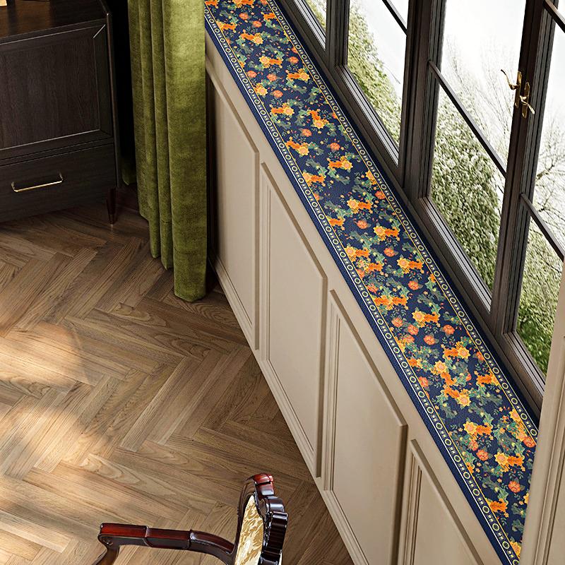 1шт. Защитный чехол для подоконника, элегантный коврик для подоконника, водонепроницаемый, цветочный узор, нескользящий, домашний декор, пылезащитный чехол, защита от солнца