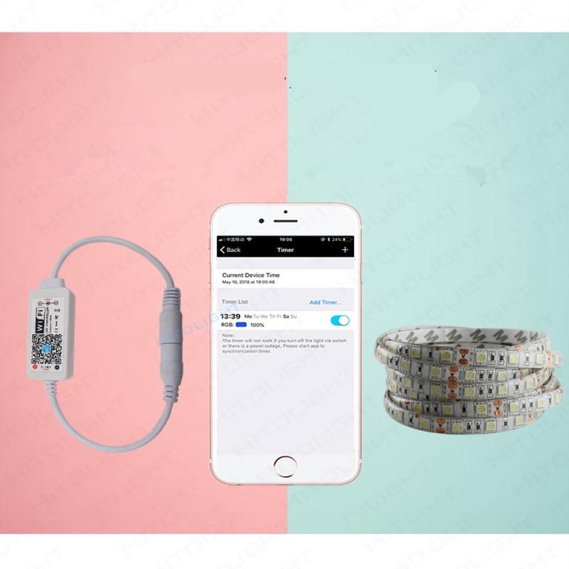 Одноцветный светодиодный контроллер для смартфона, беспроводной контроллер Wi-Fi с затемнением Alexa для светодиодной ленты 5050