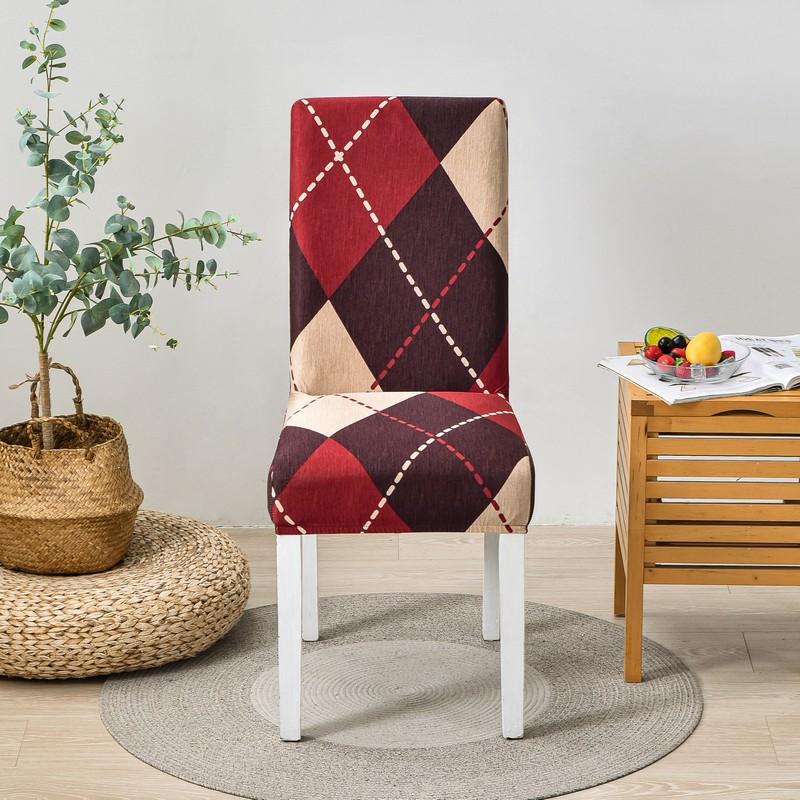 Geometric Elastic Dining Chair Cover Universal Slipcovers Chair Case Stretch Seat Cover For Wedding El Banquet Living Room