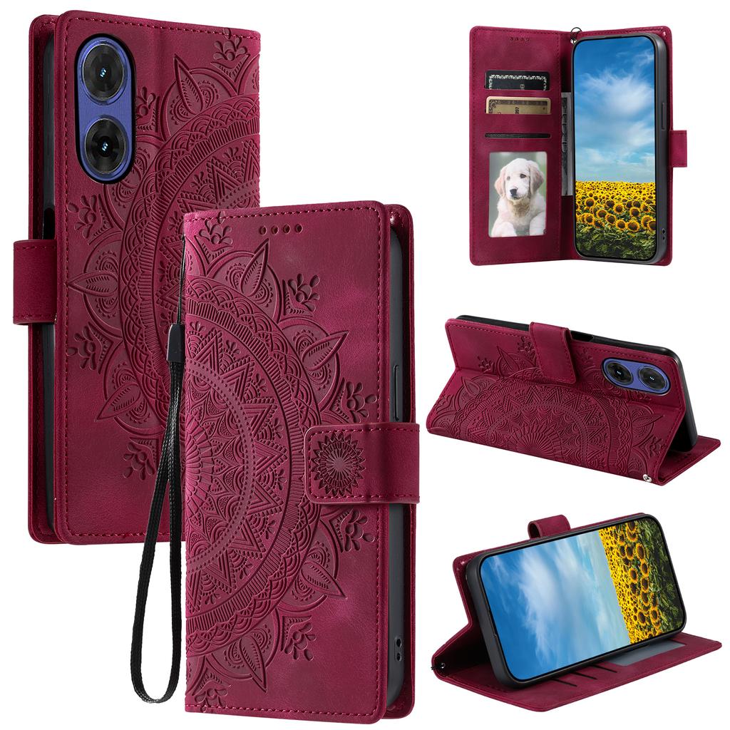 Style 018 For Motorola Moto G85 5G Case Imprinted Totem Skin Feel Wallet Leather Phone Cover