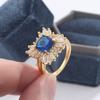 Exquisite Luxury Gold Ring Blue AAAA Zircon Women Ring Jewelry Hip Hop Punk Couple Wedding Jewelry Women Rings