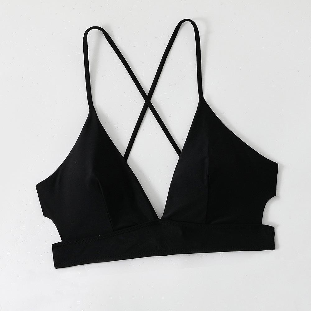 Черно-розовый топ-бикини с перекрещивающимися бретелями - Сексуальный спортивный топ-майка на завязках