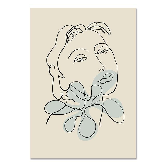 Модные абстрактные женские лица Холст Картина Матисс Плакаты Линия Рисунок Плакат и принты Красочные девушки Настенные художественные фотографии Декор