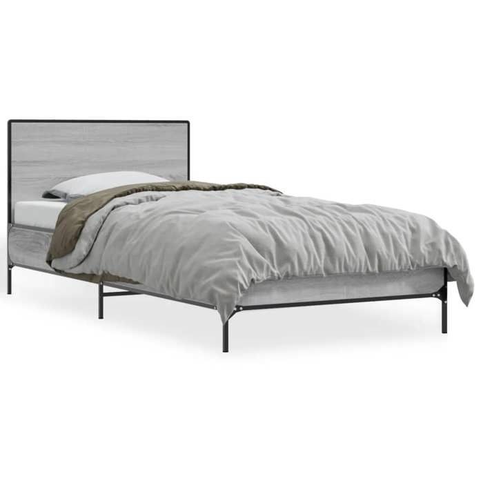 VidaXL Bed Frames, Slat Base, Adult Bed, Single Bedroom Bed, Sonoma Grey 90x200 Cm Wood 845520