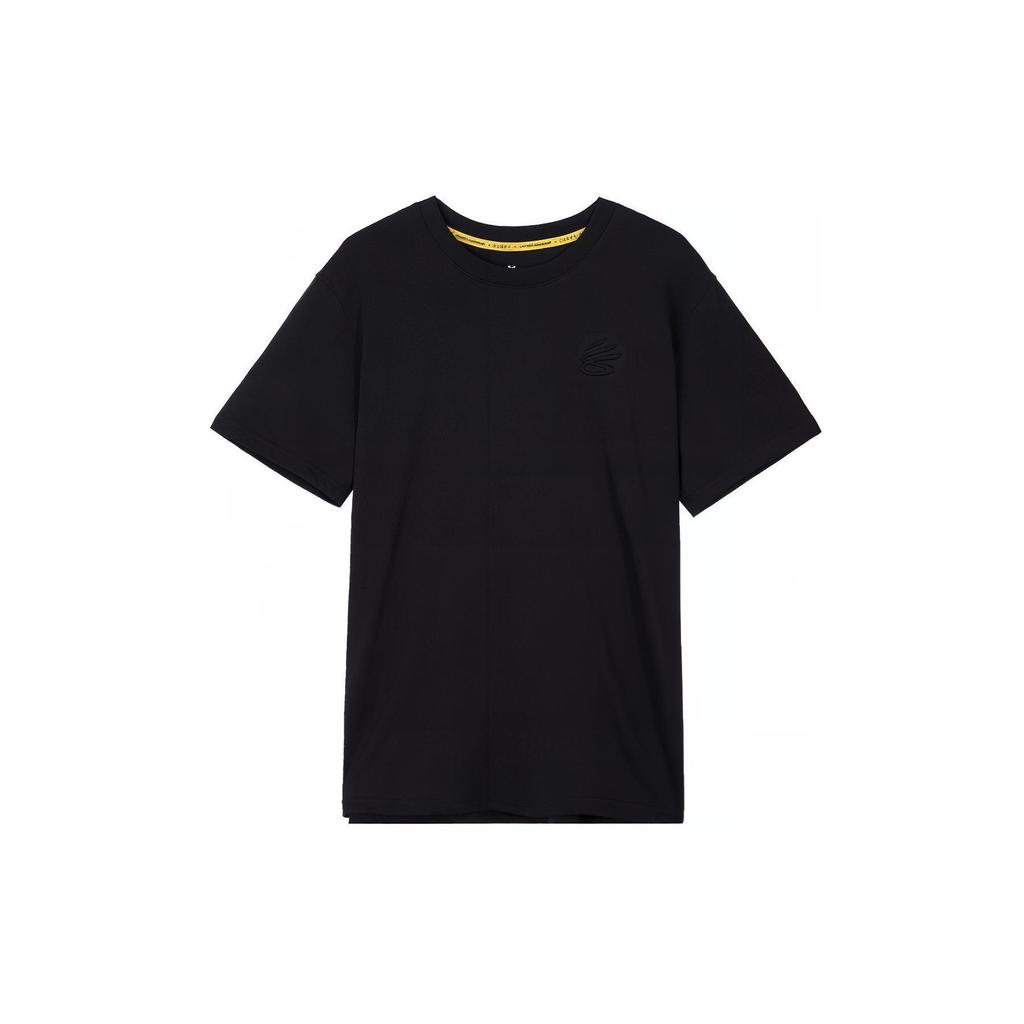 Under Armour Heavyweight Crew Neck Loose Fit Solid Color Printed Short Sleeve T-Shirt Men Tops Black 1383378-001