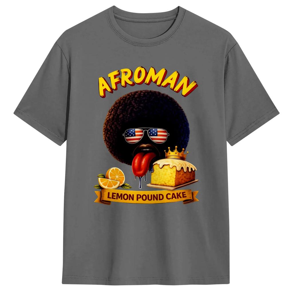 Lemon Pound Cake Afroman Cotton T-Shirt For Mens Beach  Vintage T Shirts Crewneck Novelty Tee Shirt Oversized Hot Sale Tops