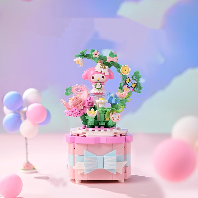 Keeppley Конструктор My Melody Kuromi Cinnamoroll Фигурка Хрустальный Шар Музыкальная Шкатулка Игрушка Рождественский Подарок