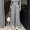 Women S Gray Loose Casual Sweatpants With Tie Waist Strips