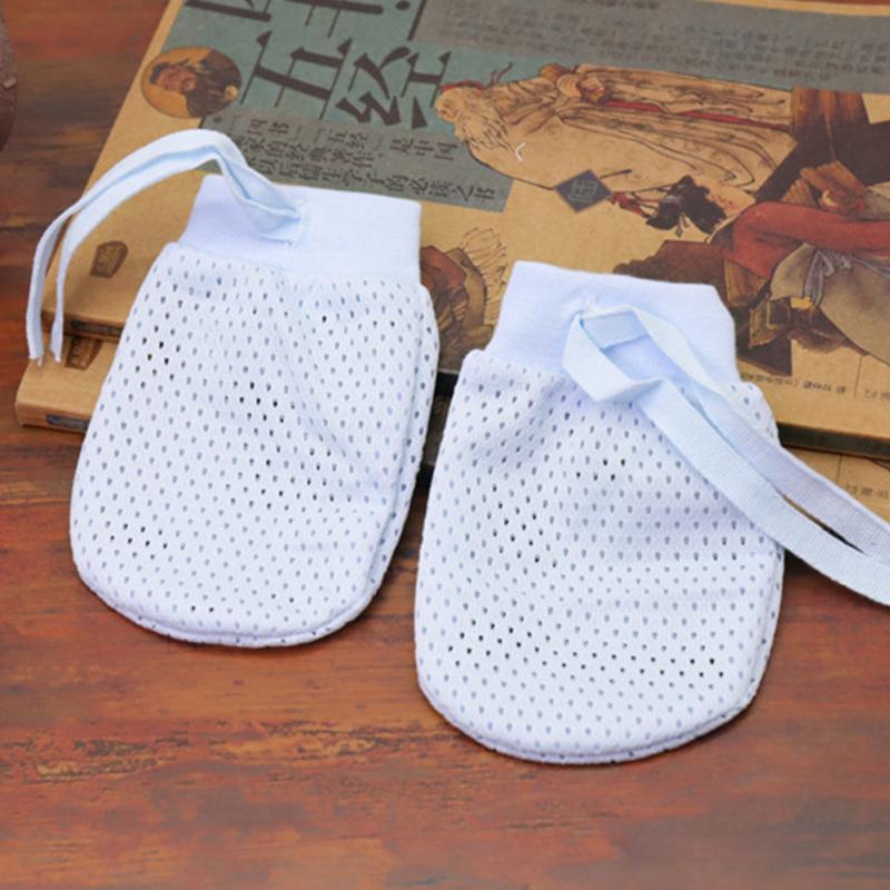 1 пара дышащих перчаток для новорожденных, нейлон + спандекс, ледяной шелк, детские регулируемые перчатки с защитой от царапин