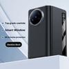 Genuine Leather Flip Case for vivo X Fold 5 Pro Magnetic Smart Sleep Lock Screen Window Book Cover Plain Design Shockproof