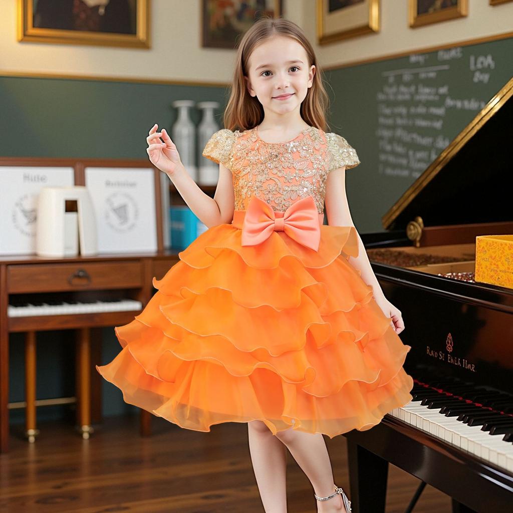Платья для девочек Стереоскопическое платье принцессы с розами Многослойная сетка Помпон Помпон Платье для девочки-цветочницы Ведущей Свадебное платье Любимое платье маленькой девочки Платья