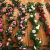 6 Color Artificial Flower Vine 2 3M Length 9 Silk Flowers Wedding Home Decor for Arch Wall Chair Back TV Cabinet Foyer Decor
