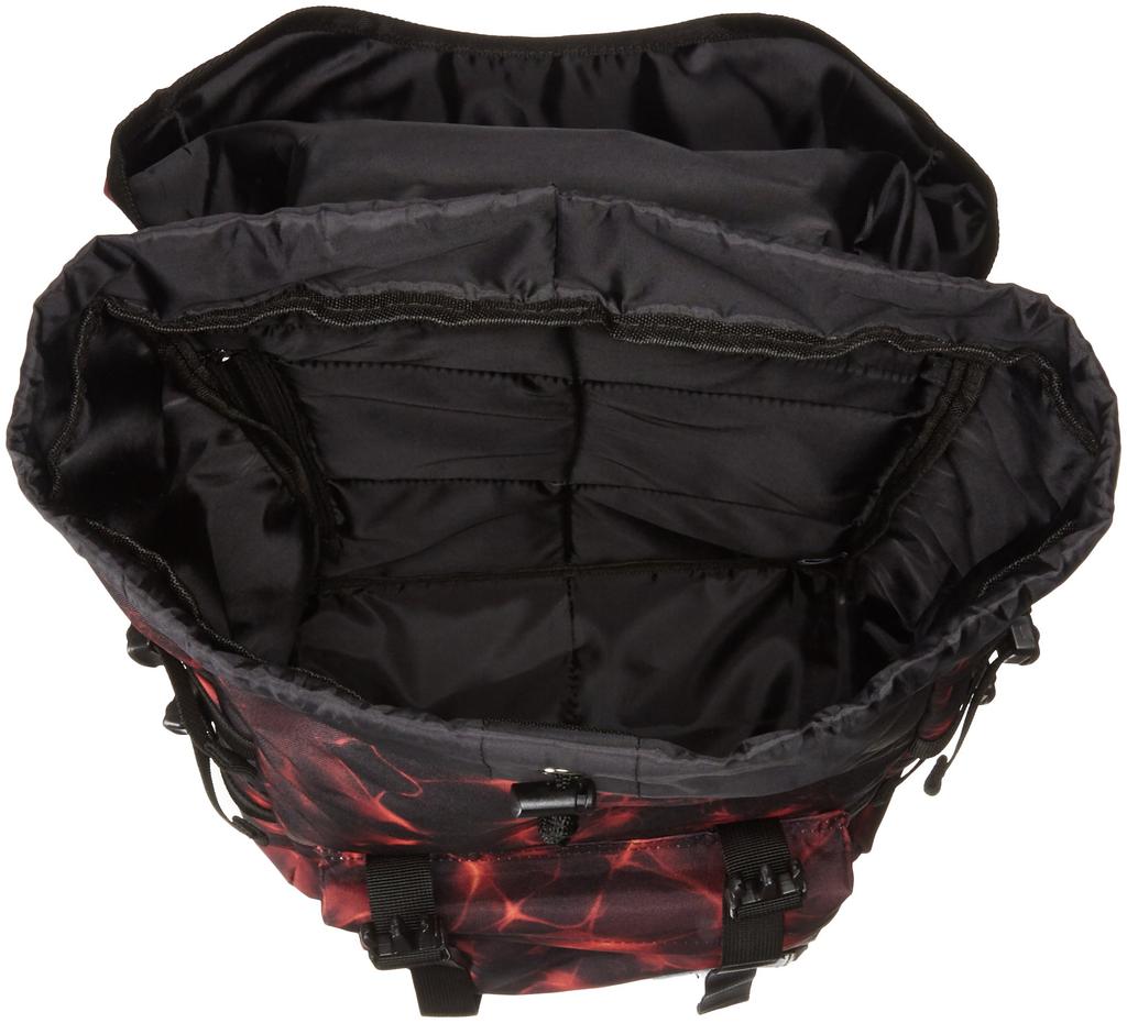 Rucksack Flap Backpack Water Repellent Nylon Large Capacity A4 Drawstring Lots of Pockets 20L Logo Back Zipper Lightning Red One Size [Aventura]