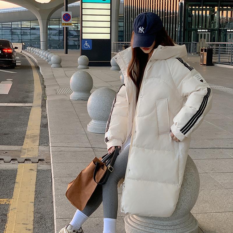 Длинная Зимняя Новая Корейская Версия Куртка Свободная Модная Куртка с Хлопковой Подкладкой Утепленная Куртка с Хлопковой Подкладкой