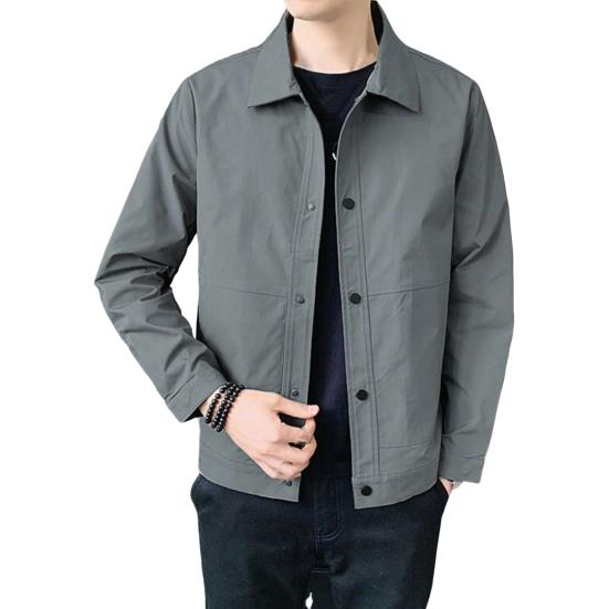 Мужская куртка с лацканами, длинным рукавом, застежкой на пуговицы, пальто с боковыми карманами, весна-осень, однотонная повседневная верхняя одежда