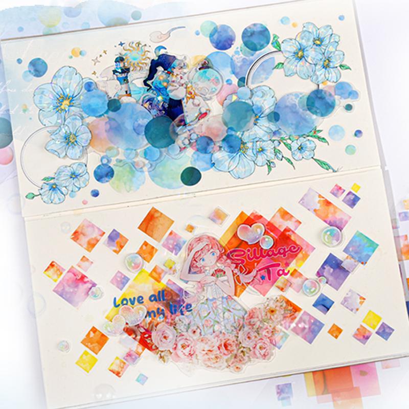 Mr. Paper 3Rolls/bag Watercolor Light Painting Series PET Tape for Handbook Tape DIY Album Photo Frame Diary