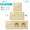 BSEED Tuya WIFI Выключатель для штор Умные сенсорные выключатели для штор Стеклянная рамка Выключатель с приложением Tuya EU Настенные розетки с USB-C для Виллы Хо