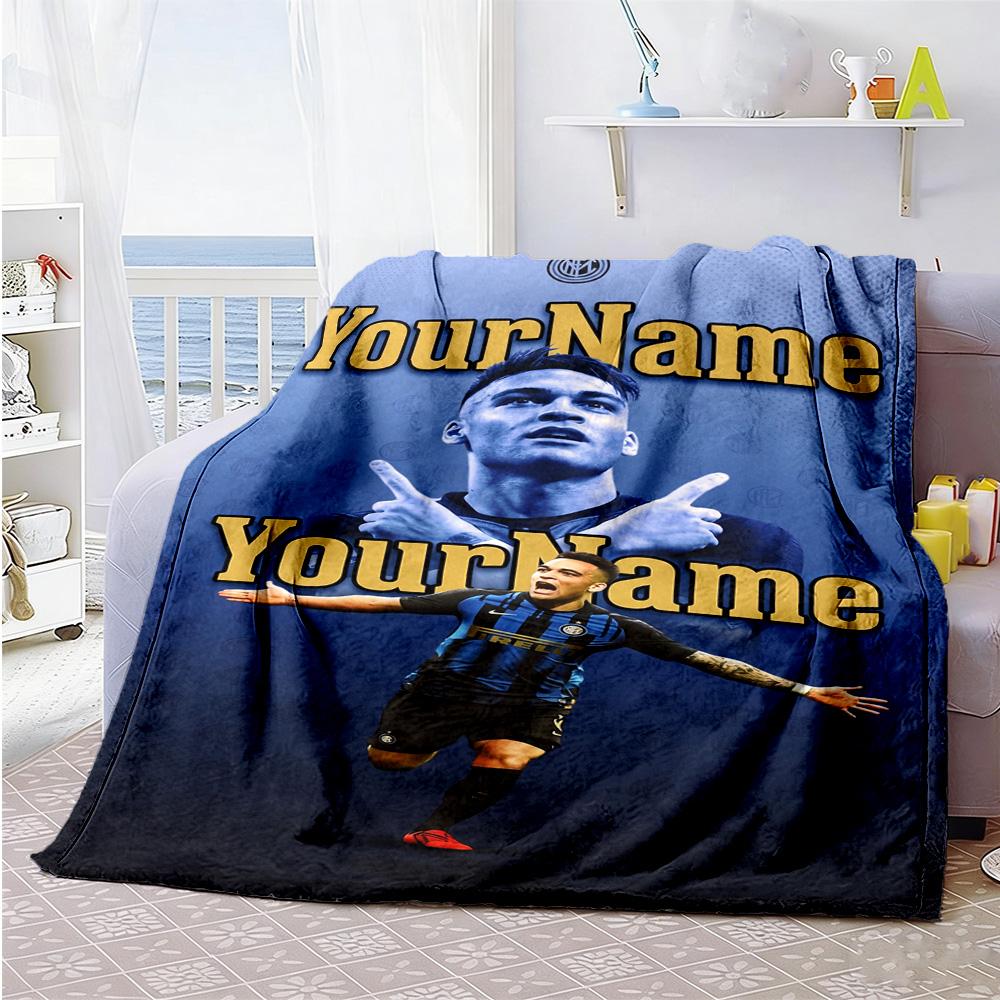 Inter Milan Customize Text Blanket Cozy Customizable Blanket Durable Comfort Throw For Office Seaside Nap Picnics Four Seasons Universal
