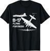 B-17 Летающая крепость WW2 Тяжелый бомбардировщик Самолет Чертеж Футболка