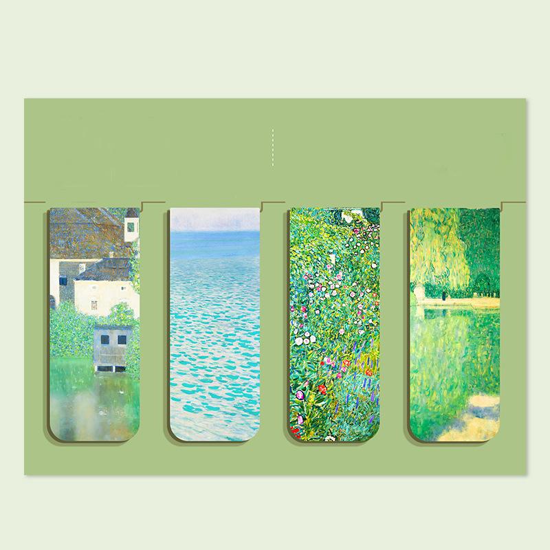Creative Magnetic Bookmarks 4pcs Aesthetic Stationery Book Accessories Student Reading Marker Retro Literary Teacher'S Day Gift