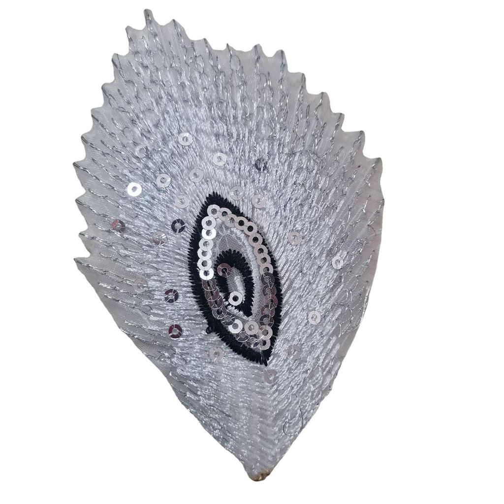 Патч с вышивкой пайетками в виде павлиньего пера для подола танцевального костюма - Самоклеящееся модное украшение.