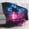 1pc Neon Glow-in-the-Dark Flannel Throw Blanket - UV-Activated Pink & Blue Glow, Soft Cozy Bedspread for s &, Gaming, Parties