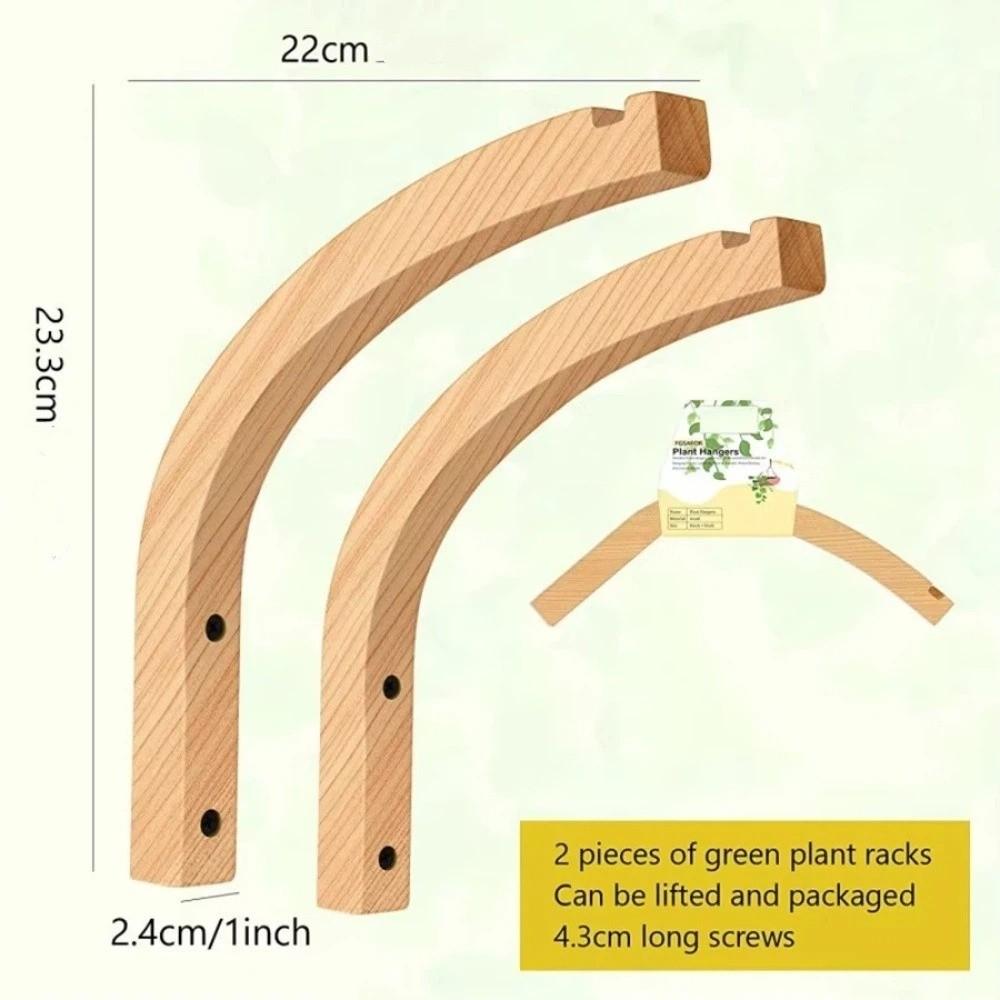 2pcs Hanging Decor Natural Wood Wall Plant Hangers Hook Design Hanging Bracket Hanging Flower Pot Flower Bracket Home Decor