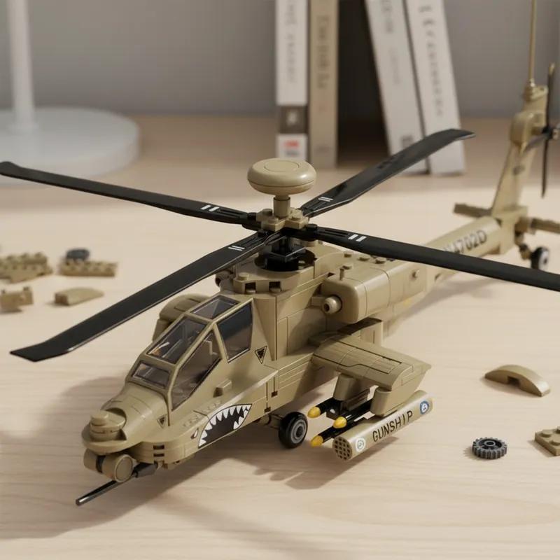 259 деталей Конструктор Вертолет AH-64 Apache США Военная Техника Армейский Штурмовик Модель Кирпичи Спецназ Подарок Домашнее Украшение