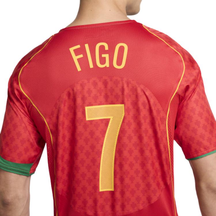 Nike 2004 Portugal Home 7 Figo Logo Round Neck Short Sleeve Football Shirt Unisex Football Shirt Red HV9708-614