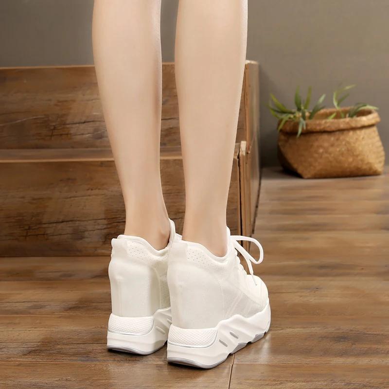 New  Autumn Women Breathable Platform Casual Shoes Women Height Increased Vulcanized Shoes 12 CM Thick Sole  Mujer