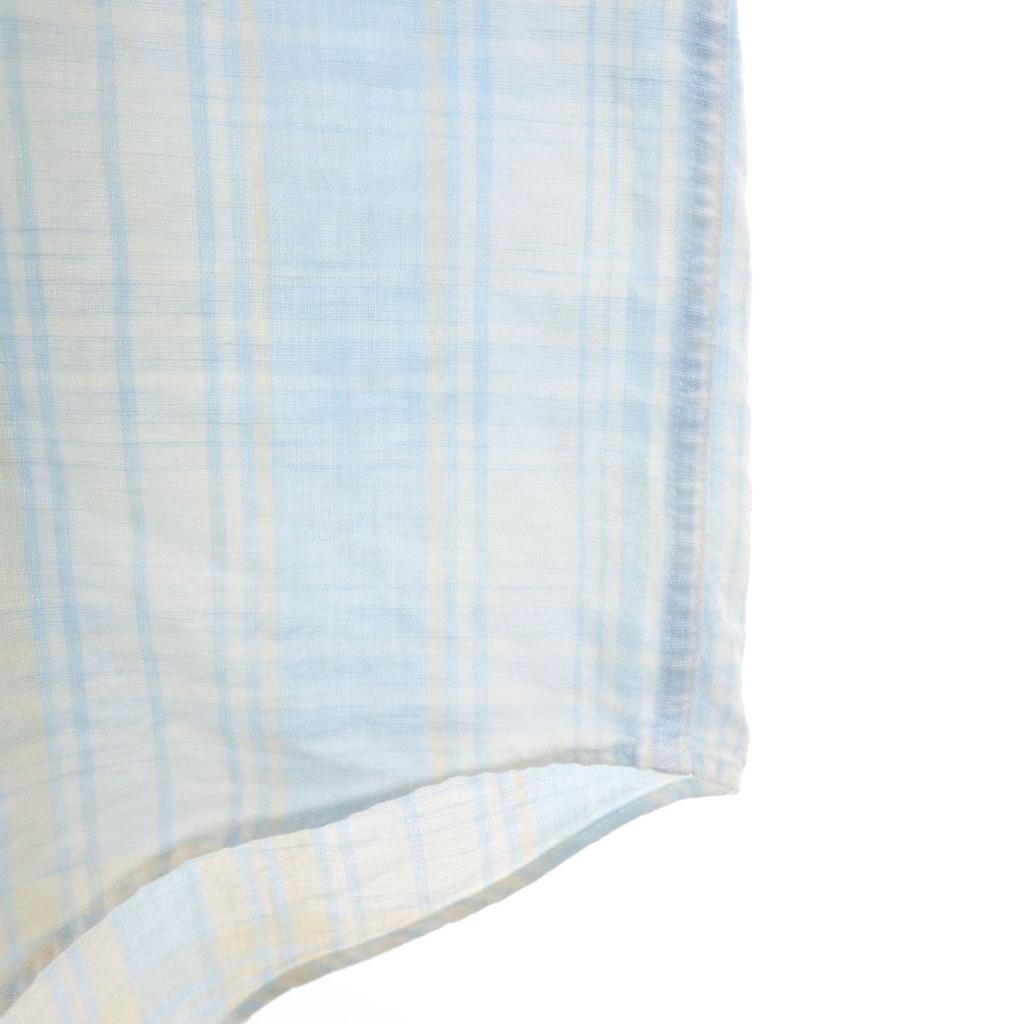 Nautica 90-е годы Смесь льна Рубашка с коротким рукавом на пуговицах в клетку для мужчин Б/У