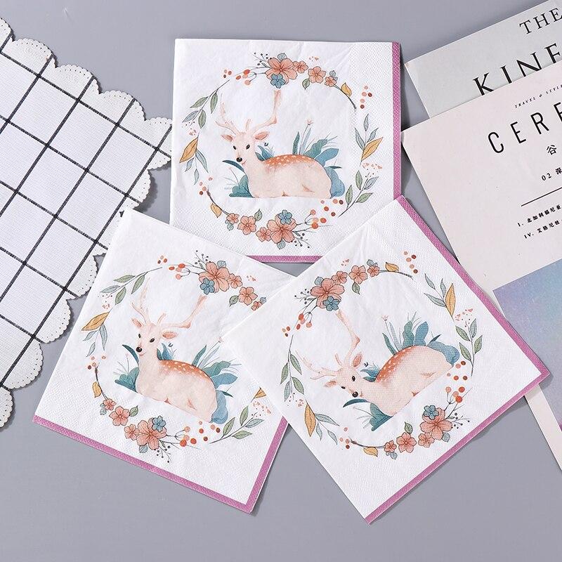 Disposable Party Napkin Double Layer 20 Pieces/Pack Deer Motif