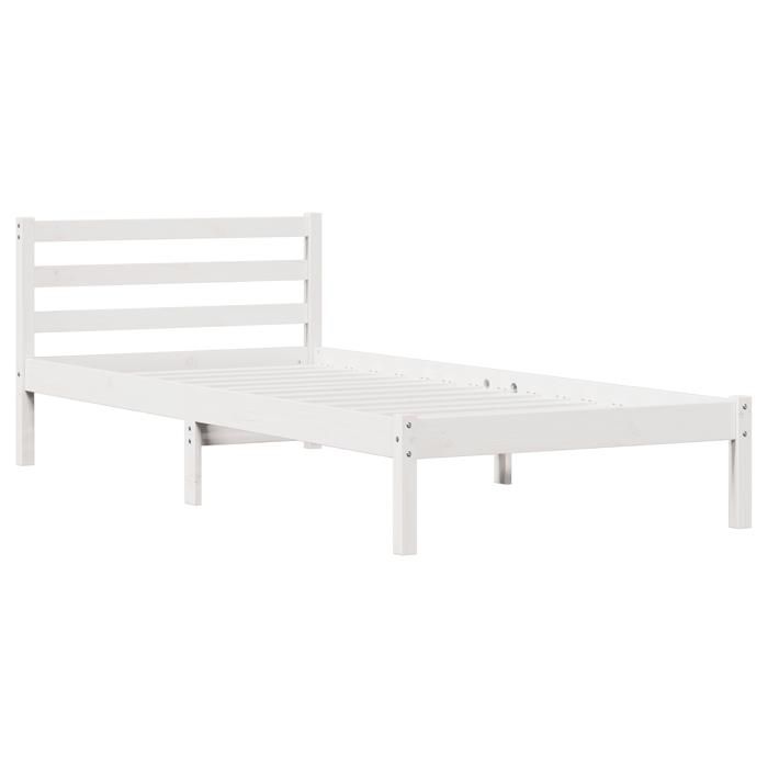 vidaXL Bed Frame with Headboard White 100x210 Cm Solid Pine Wood 869765