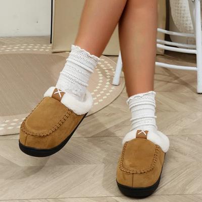 2025 Новые женские хлопковые тапочки зимние замшевые плюшевые теплые ботильоны удобные на толстой подошве домашние женские тапочки Baotou