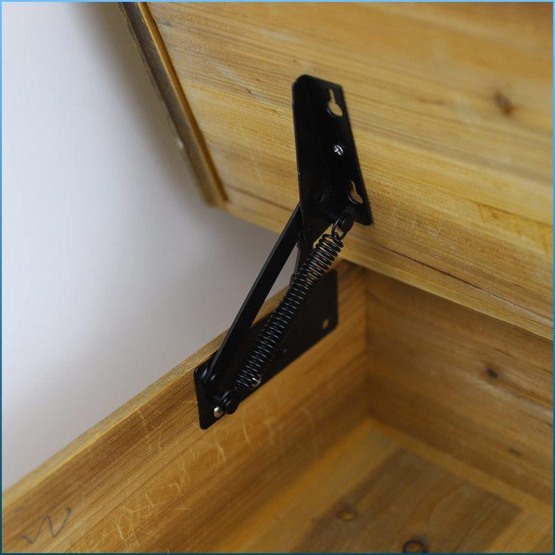 80 Degree Bench Seat Hinge Foldable Lifting Bracket Heavy Duty Black Spring Hinges Widely Used in Toy Box Chest, Piano Stool