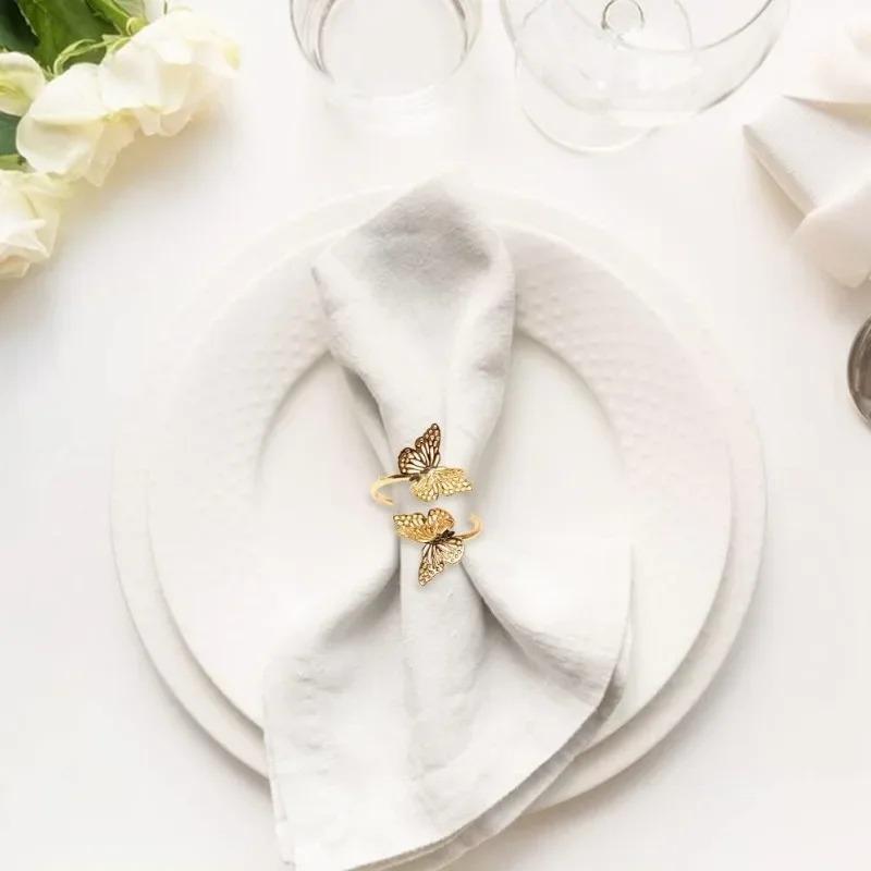 Valentine's Day Double-Layer ButterflyNapkin RingWeddingTable Decorations Decorative Butterfly Napkin Ring for Dining TableDecor