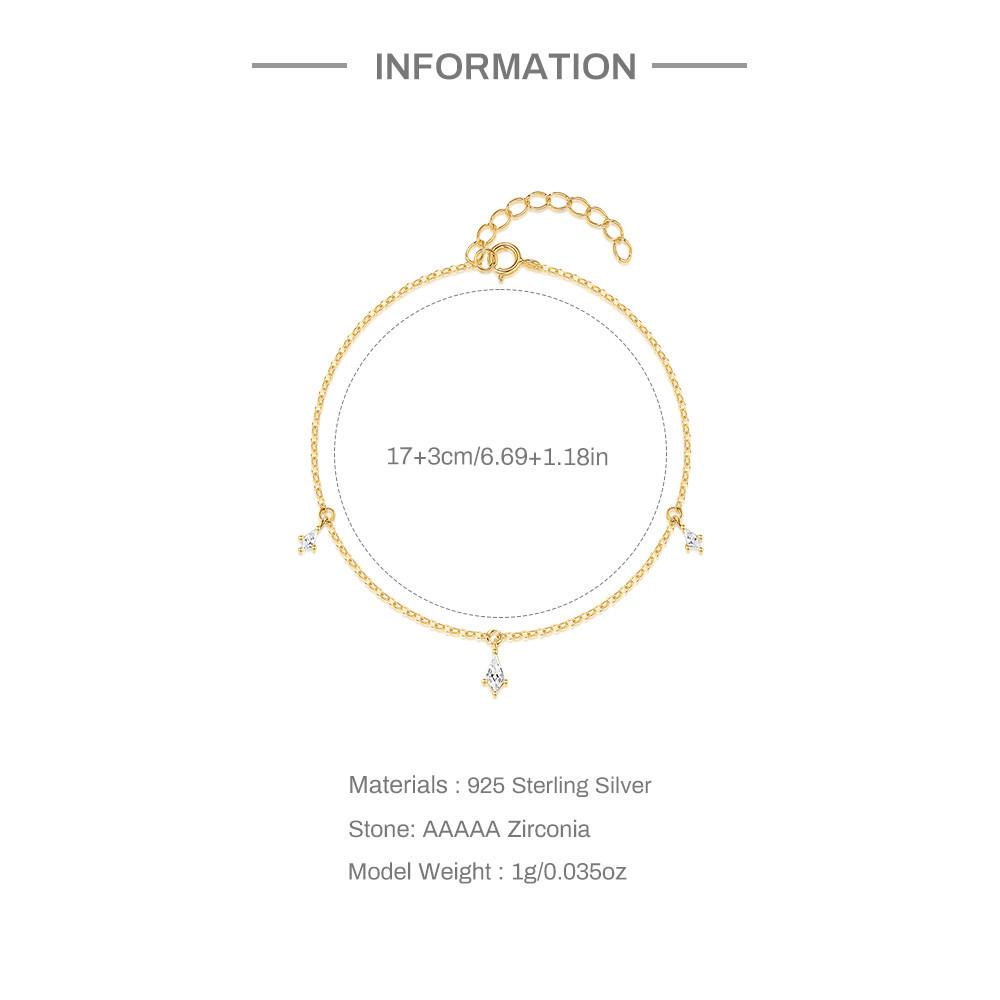 Стильный и простой стиль S925 стерлингового серебра с бриллиантами, женщины с универсальными браслетами