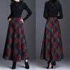 Женская шерстяная юбка с высокой талией и клетчатым принтом, юбка-трапеция, осень-зима, утолщенная юбка с большим подолом, повседневная одежда