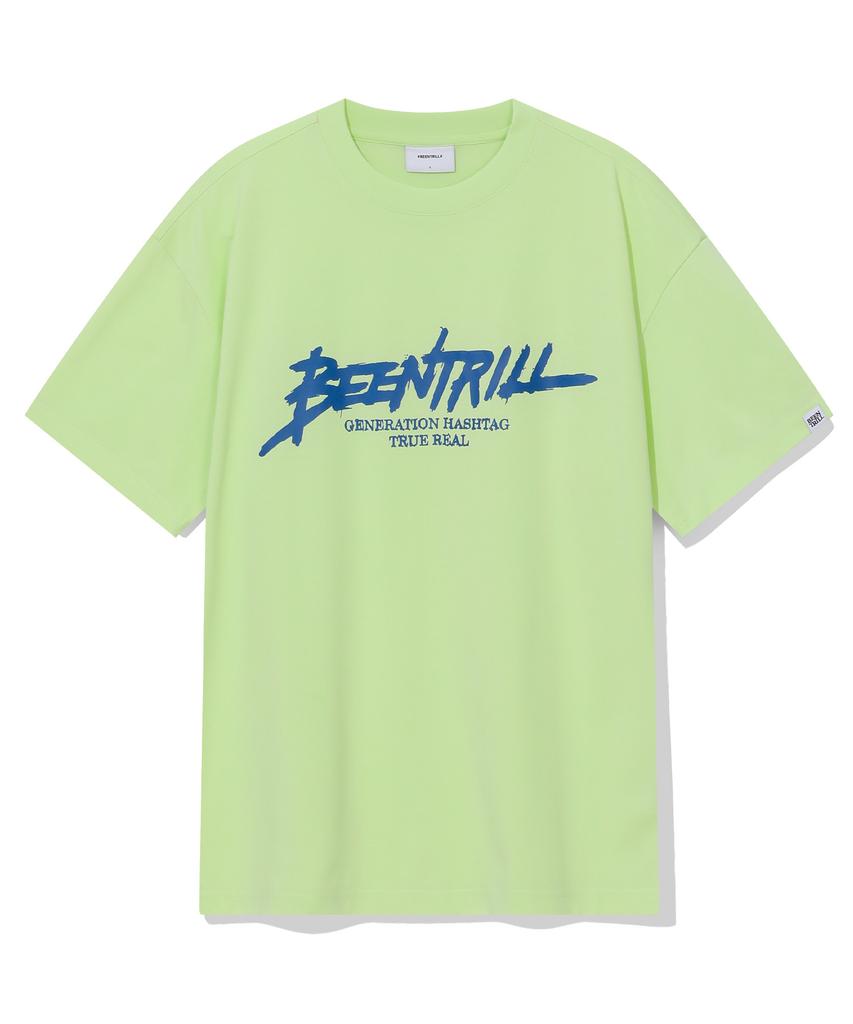 BEENTRILL Футболка с настоящим скриптовым принтом (Неоновый желтый)