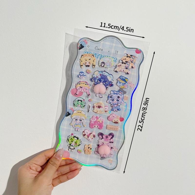 3D Bubble Stickers PP Butt Decorative Stickers Animals Bear Dog Sticker for DIY Scrapbook Phone Case Party Gift Puffy Stickers