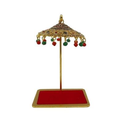 Металлический зонт Чхатра – Подвесной хрустальный Чхатри для идола Бога, приборной панели автомобиля, домашнего храма, украшение для стола и стола в офисе