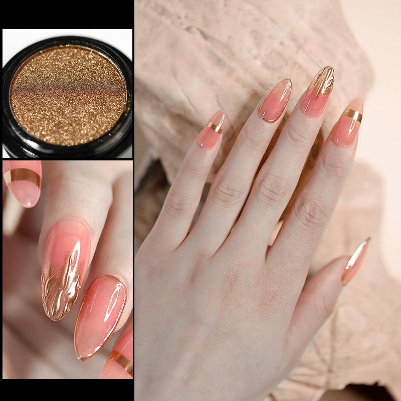 Ногти Аврора Жемчужный Серебряный Глиттерная Пыль Хром Лунный Серебряный Втираемая Пудра Ракушка Зеркальный Пигмент Материалы для Нейл-Арта Декор