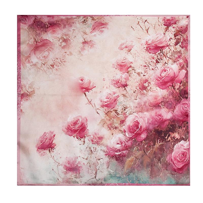 Элегантный розовый шарф из тутового шелка с розами - Роскошный подарок для мамы: Легкий, декоративный шейный платок-снуд