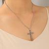 1 Pcs Cross Pendant Necklace With Rhinestone Antique Silver Party Decors Hip Hop Gift Idea for Women, Girls, Valentine