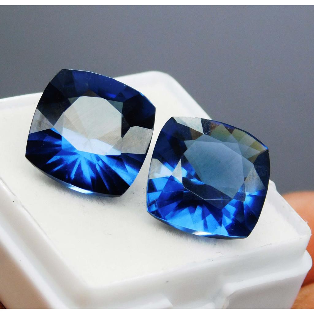 Квадратная огранка «кушон» Синий Натуральный САПФИР 20 Карат Пара Свободных Драгоценных Камней СЕРТИФИЦИРОВАННЫЙ A-5182