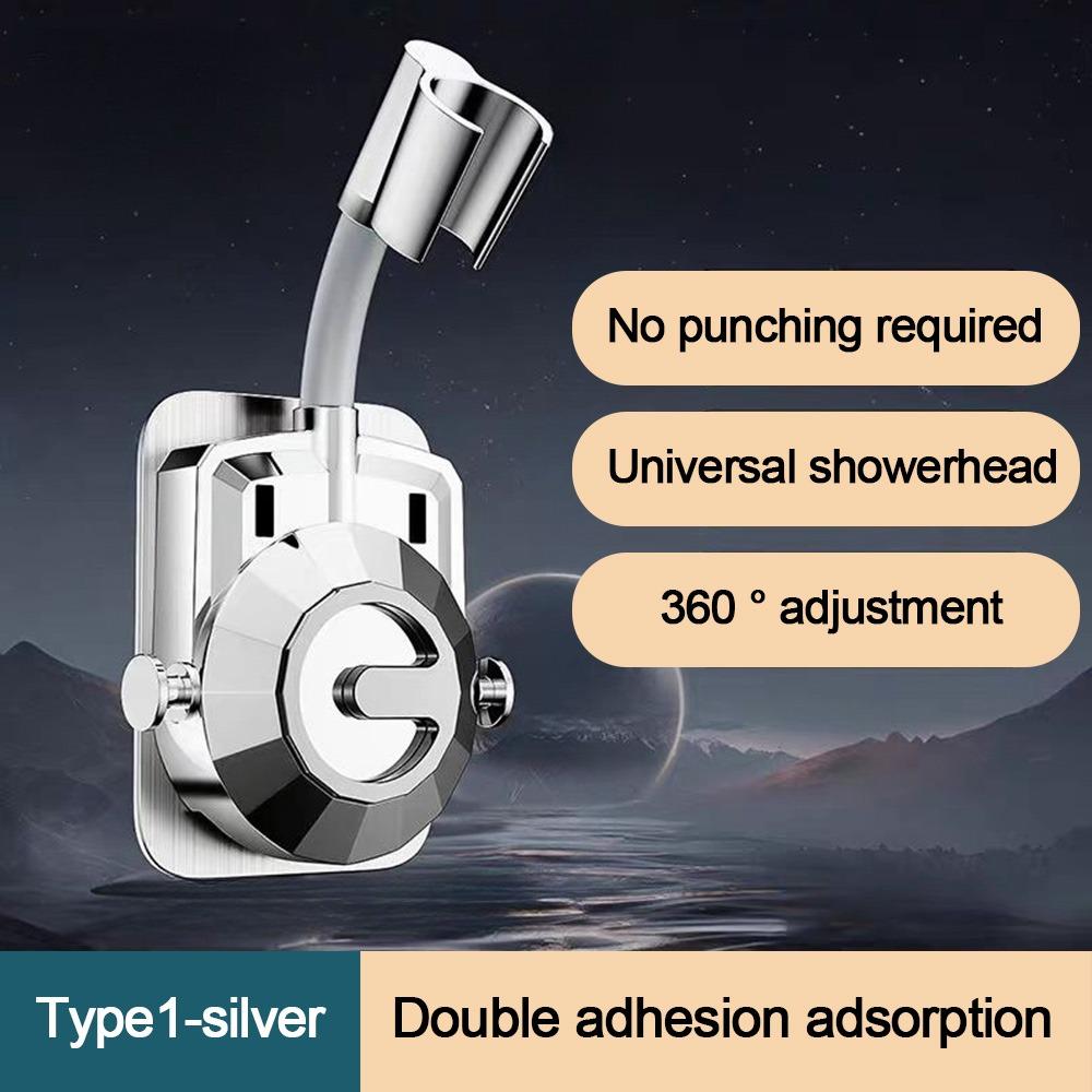 Self-Adhesive Shower Head Holder with Hooks Handheld Sprayer Support  Bathroom Accessories